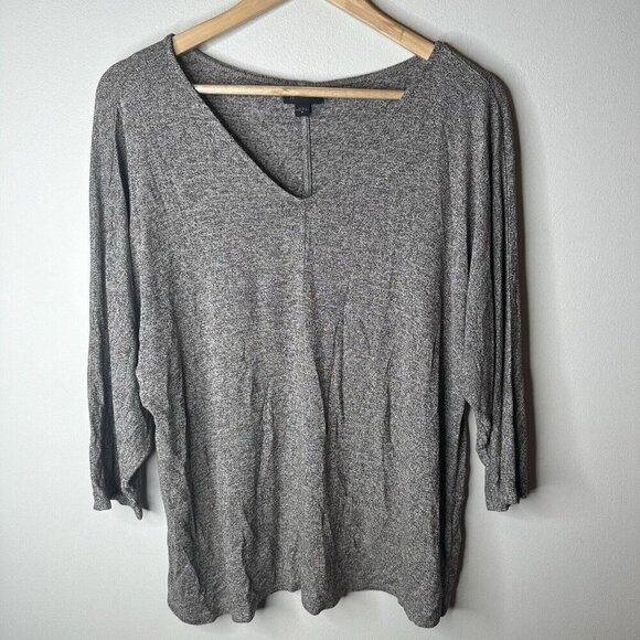 J Jill Wearever Top Womens Sz M Gray V-neck Stretch Blouse Career Office Casual - Picture 1 of 10